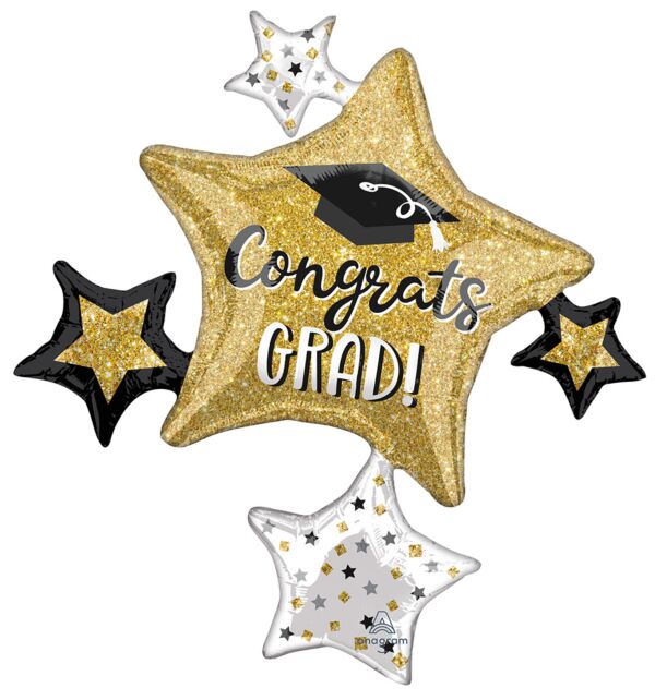 35&quot; Grad Sparkle Star Cluster Foil Balloon