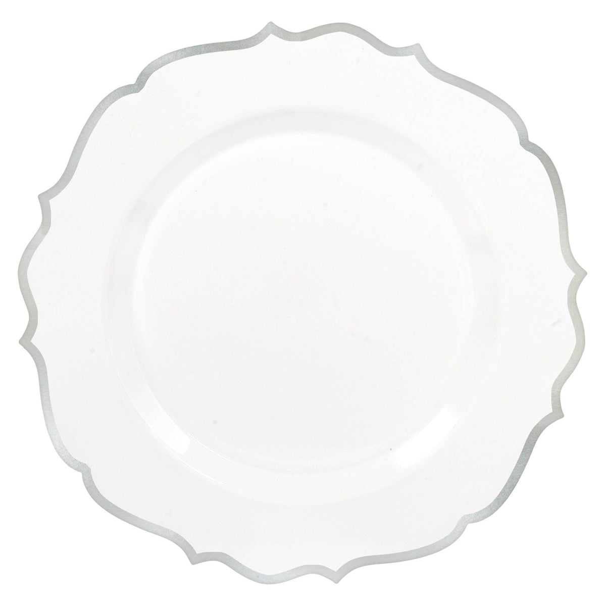 Ornate Premium Plastic Plates w/ Silver Trim, 7 3/4&quot;