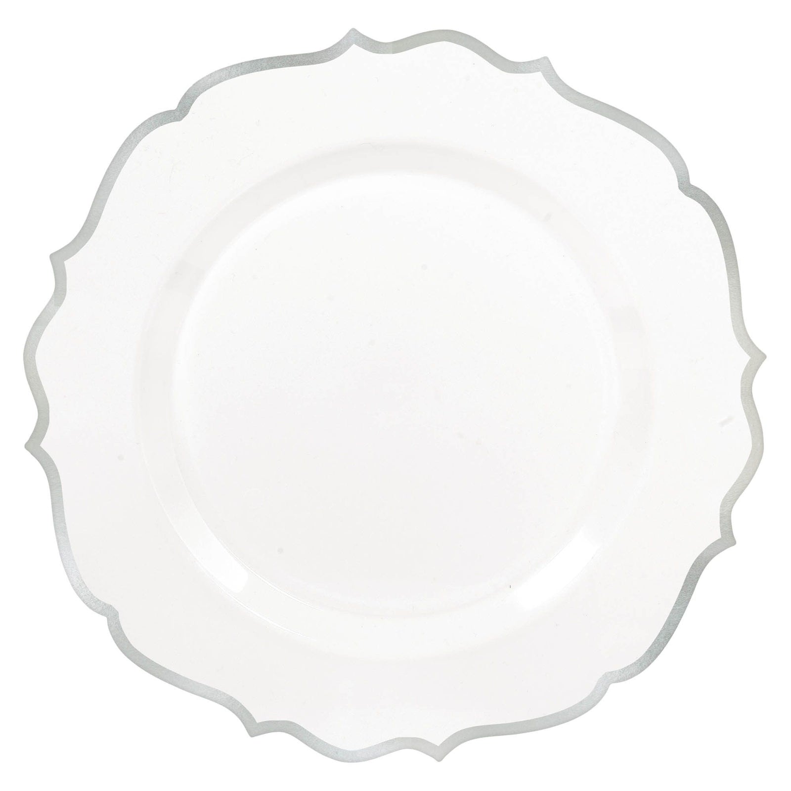 Ornate Premium Plastic Plates w/ Silver Trim, 7 3/4"