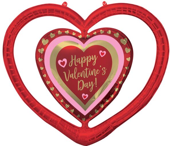 G011 39" HVD Golden Hearts Open Heart Foil Balloon