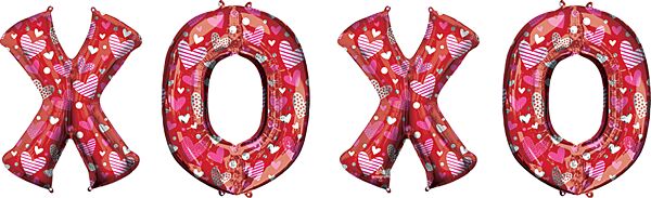 G010 34&quot; XOXO Letter Bunch Supershape Foil Balloon