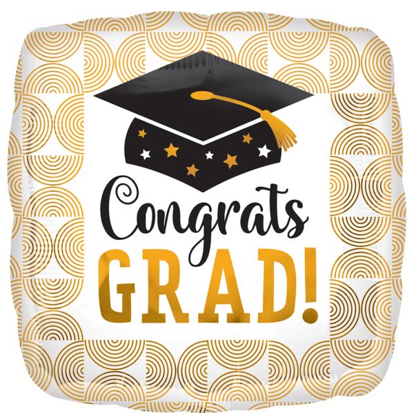 28" Congrats Grad Ribbed Lines Foil Balloon