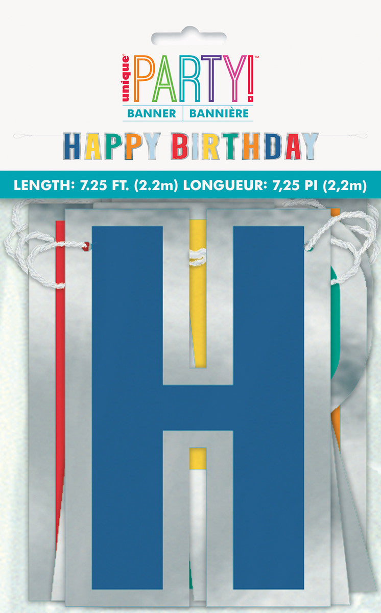 HAPPY BIRTHDAY DOTS FOIL STAMPED &quot;HAPPY BIRTHDAY&quot;BANNER 2.2M (7.25&#39;)