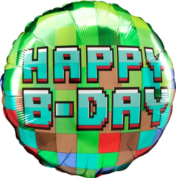 202 17&quot; Pixel Party HBD Foil Balloon