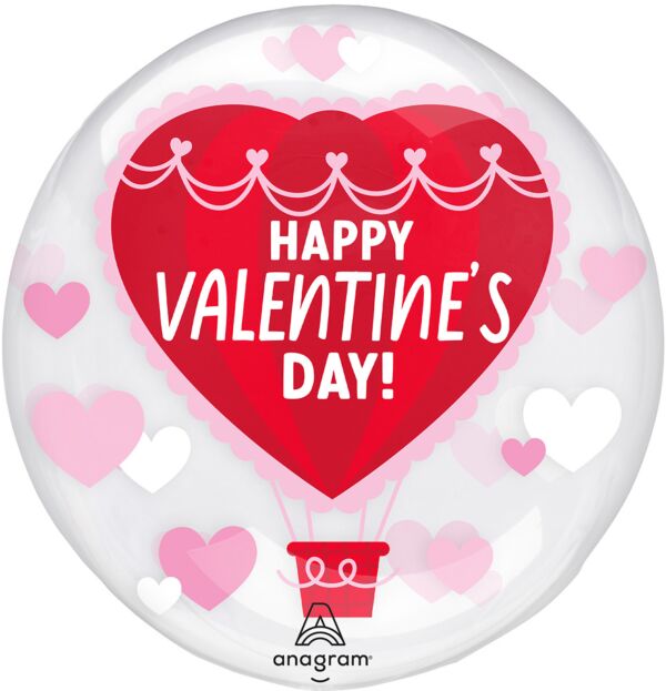 J02 18&quot; Happy Valentines Day Clearz Hot Air Balloon Balloon