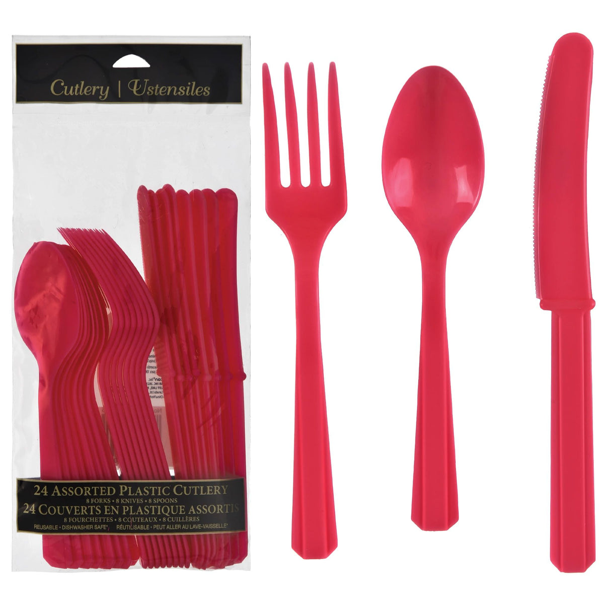 Value Reusable Assorted Cutlery, Low Ct. - Apple Red