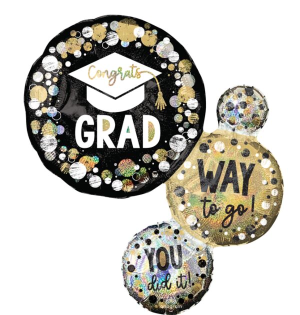 28&quot; Way to Go Grad Circles and Dots Foil Bouquet