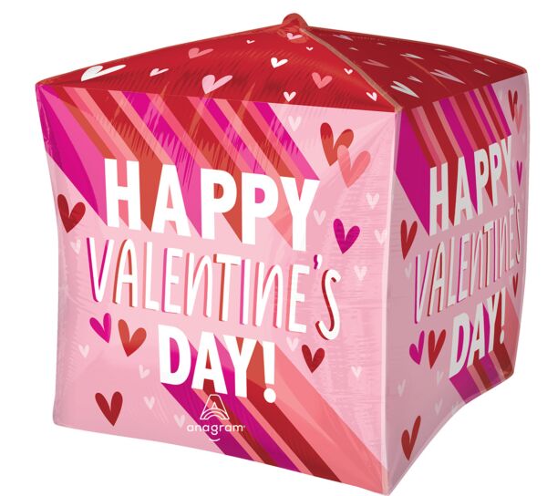 J08 15&quot; Valentine Stripes on Stripes Square Foil Balloon