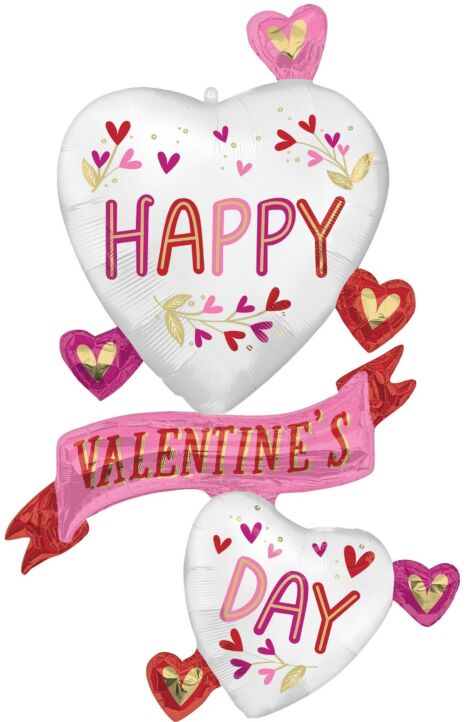 J10 49&quot; Valentine Satin Botanical Traces Balloon Bouquet