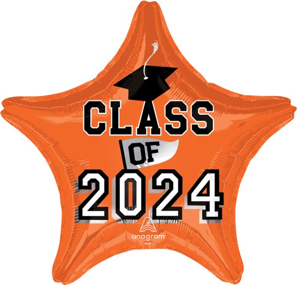 19&quot; Class of 2024 Star Shaped - Orange