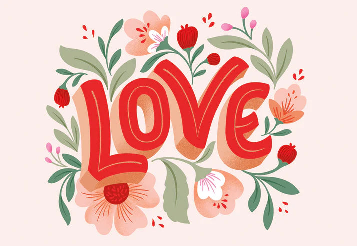 Valentine's Card - LOVE Flowers Valentine's Day Card