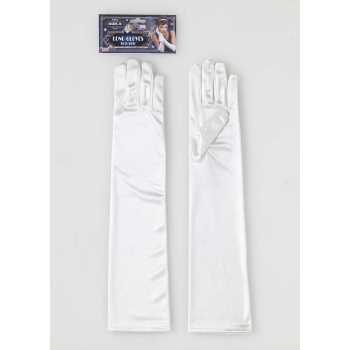 Beige Long Satin Gloves