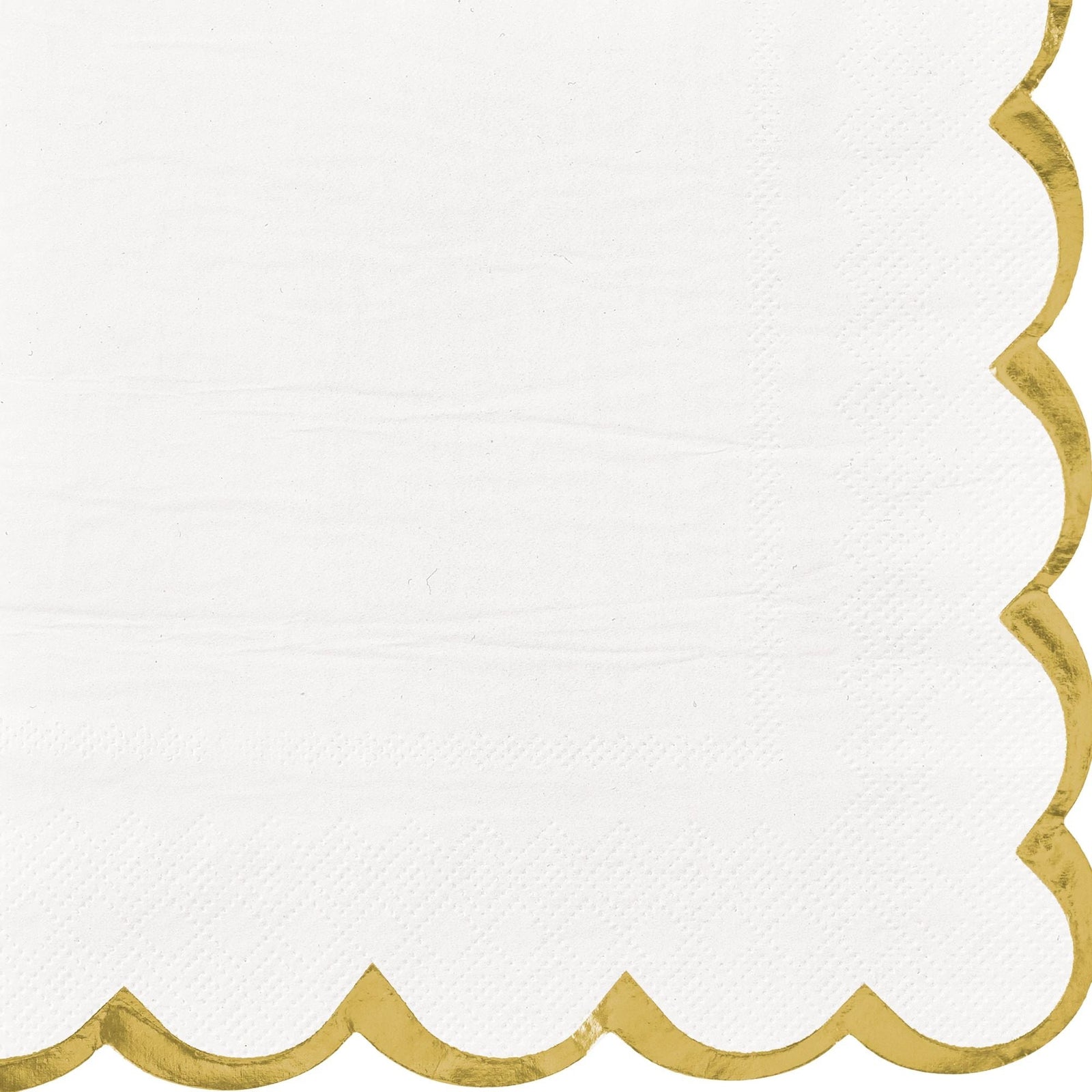 Beverage Napkin Scalloped Edge w/Hot Stamp - White