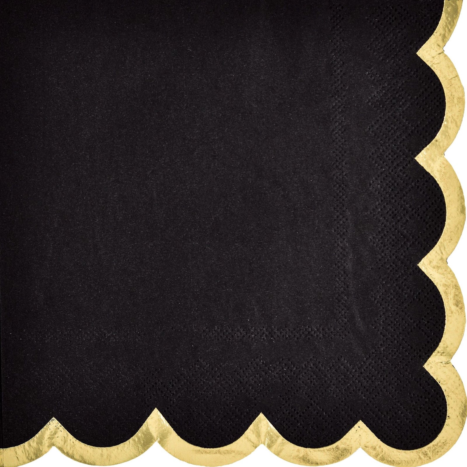 Beverage Napkin Scalloped Edge w/Hot Stamp - Jet Black