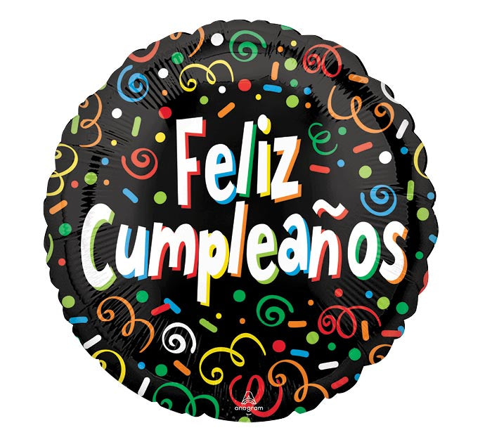 17&quot;PKG FELIZ CUMPLEANOS CONFETTI BALLOON