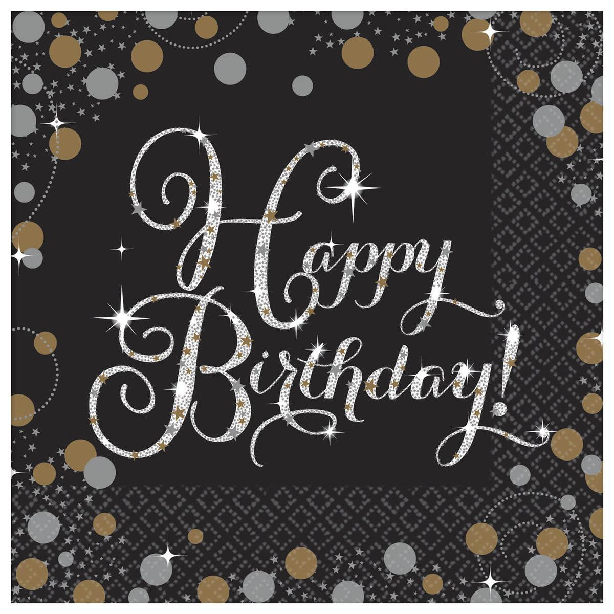 Sparkling Celebration Beverage Napkins, Happy Birthday