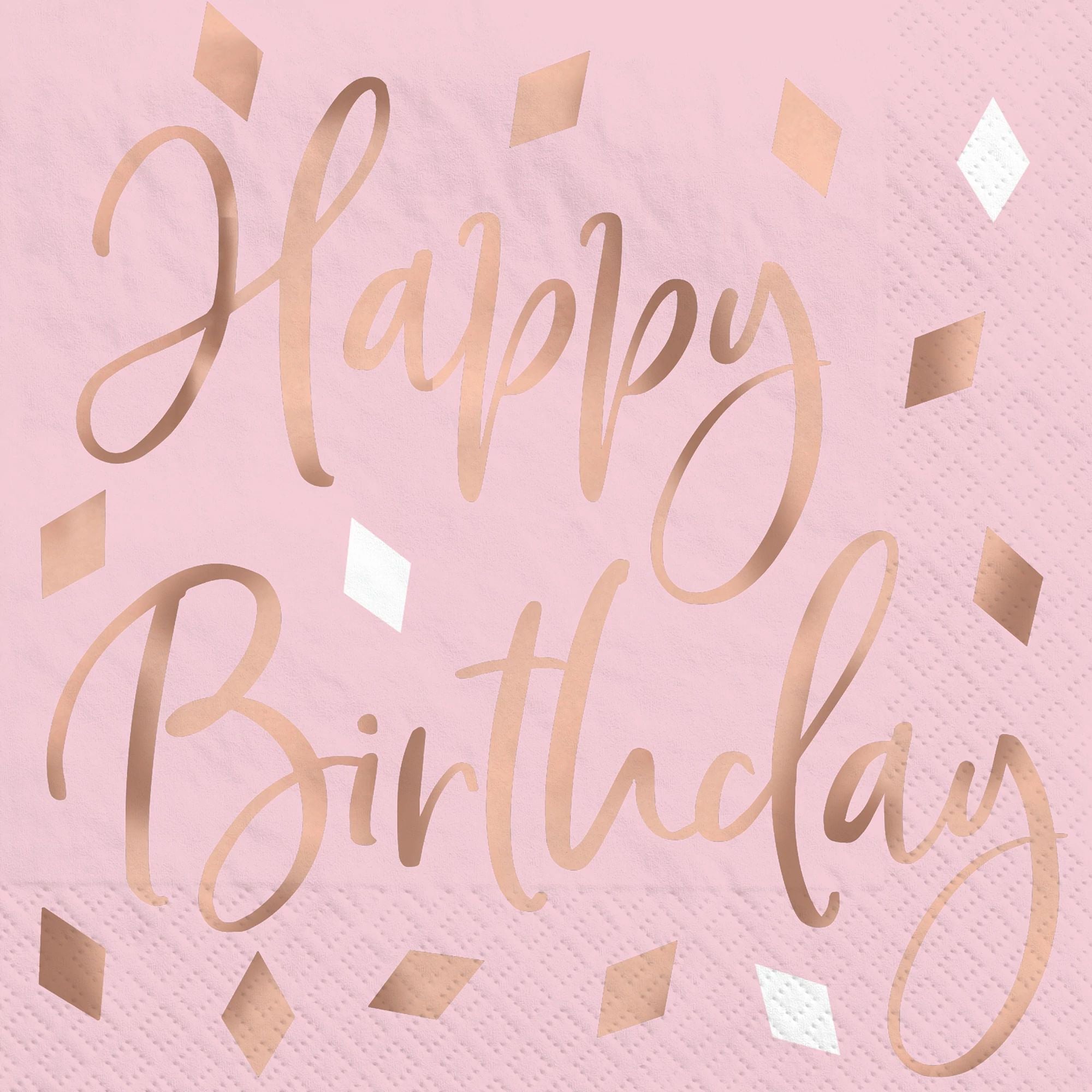 Blush Birthday Hot Stamped Beverage Napkin