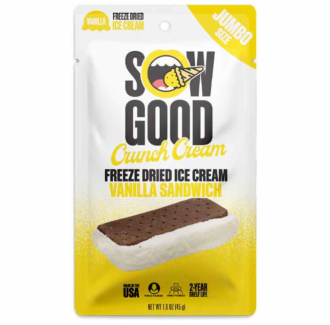 SOW GOOD FREEZE DRIED-JUMBO ICE CREAM VANILLA SANDWICH