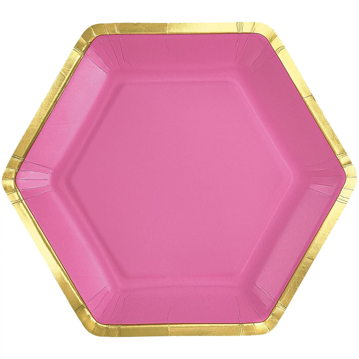 7&quot; Hex Metallic Paper Plate - Bright Pink