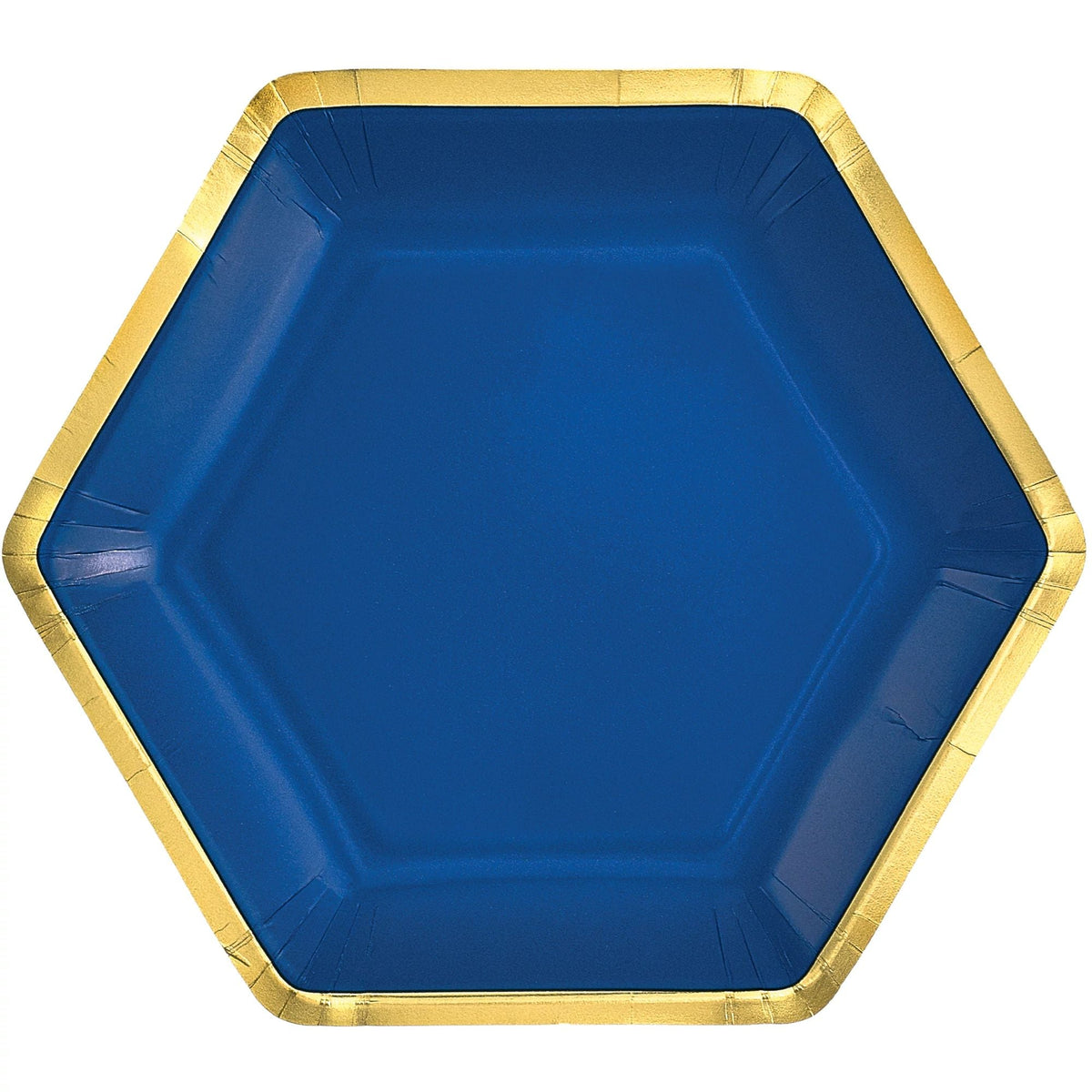 7&quot; Hex Metallic Paper Plate - Bright Royal Blue