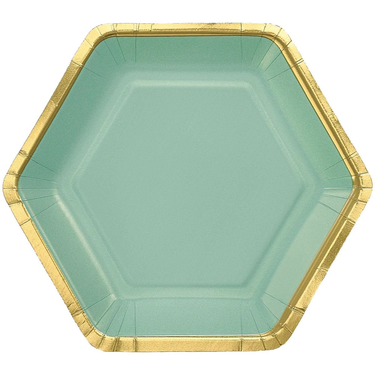 7&quot; Hex Metallic Paper Plate - Willow