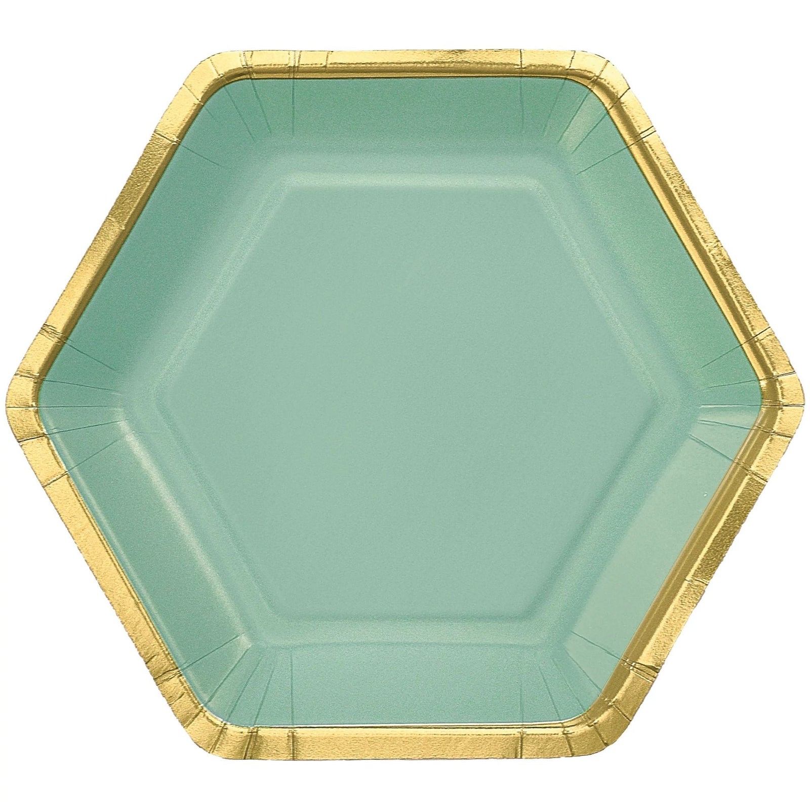 7" Hex Metallic Paper Plate - Willow