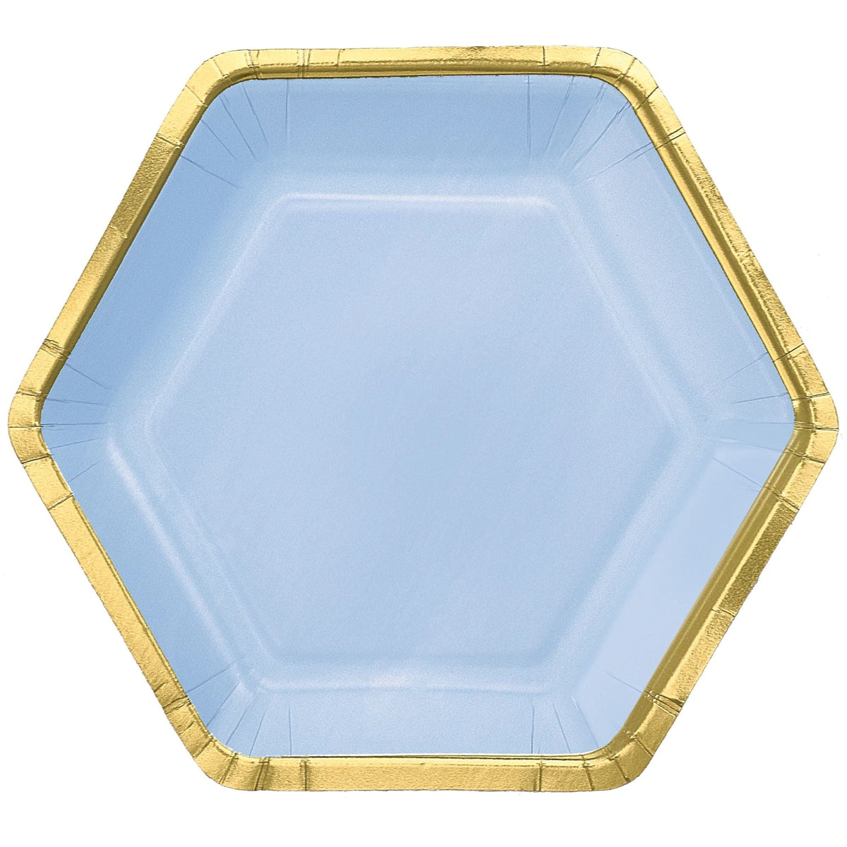 7&quot; Hex Metallic Paper Plate - Ice Blue