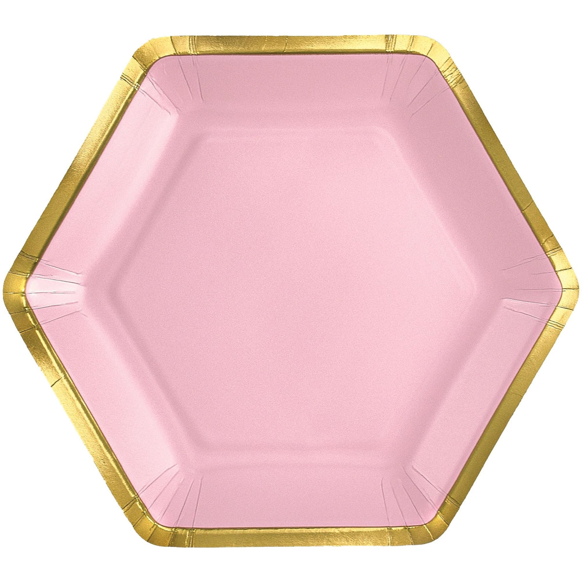 7&quot; Hex Metallic Paper Plate - Rose