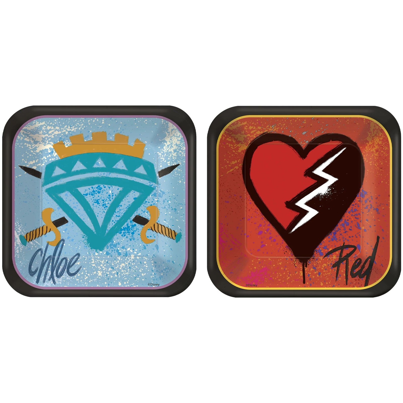 Disney Descendants 4 Square Plates, 7" Asst.