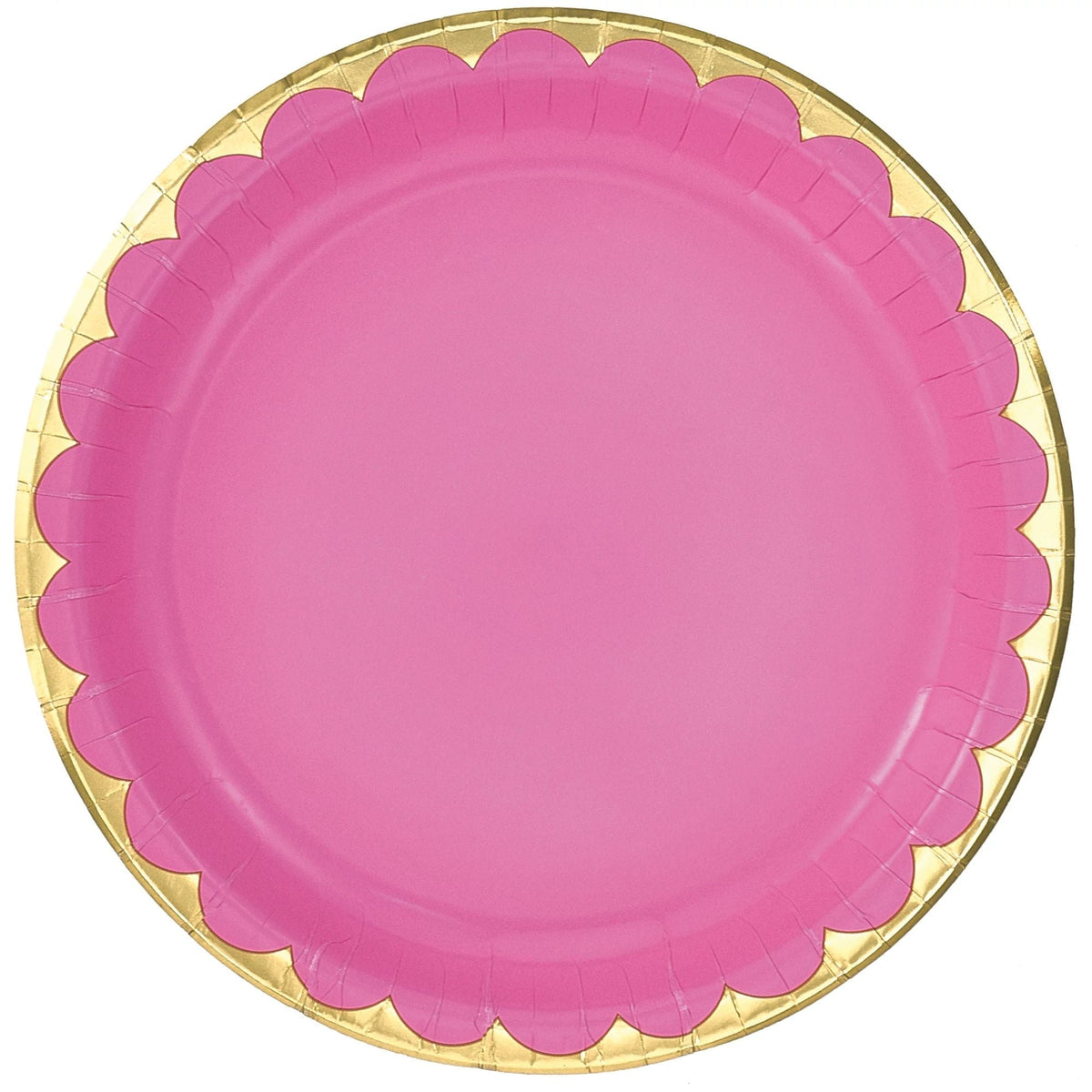 6 3/4&quot; Metallic Paper Plate - Bright Pink