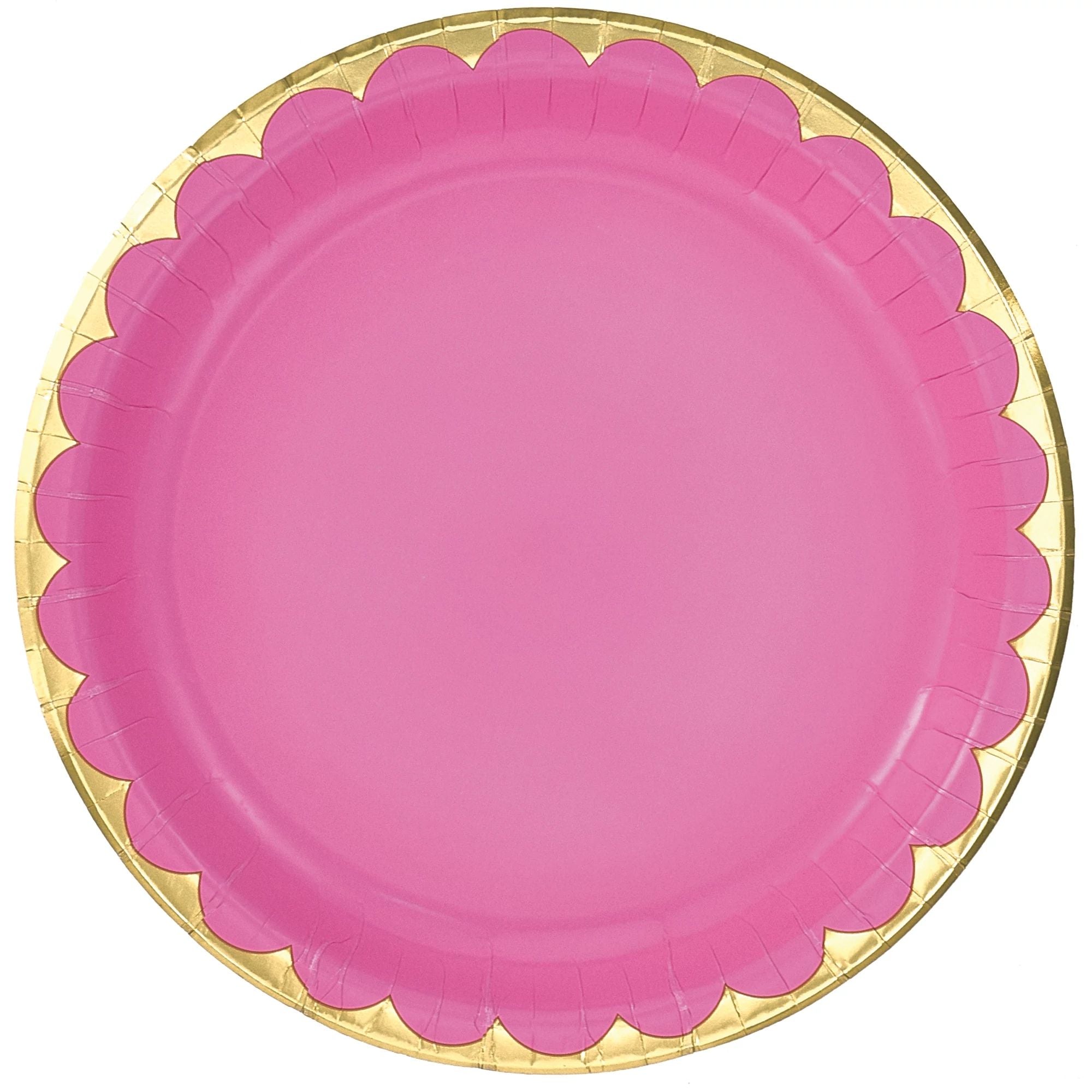 6 3/4" Metallic Paper Plate - Bright Pink