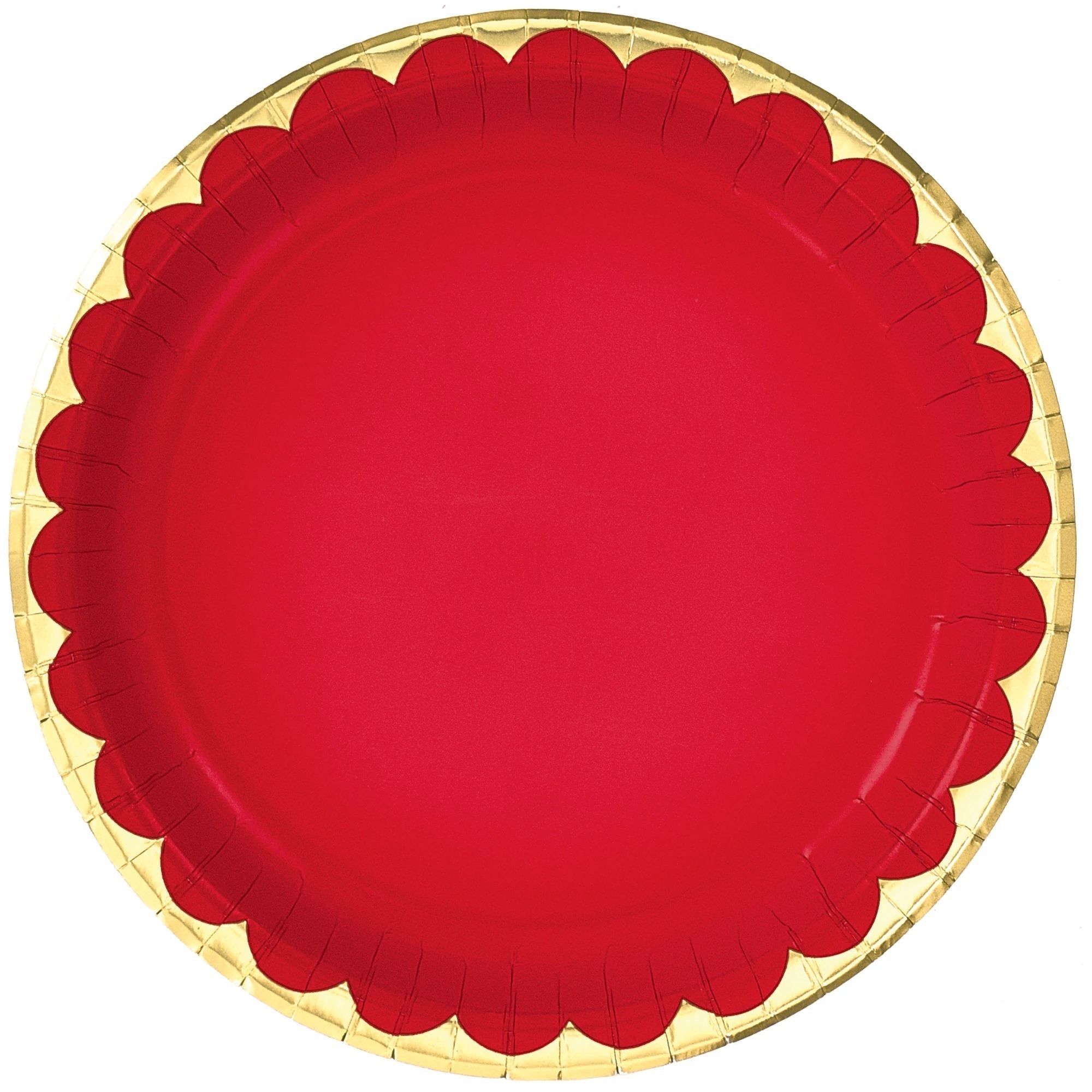 6 3/4" Metallic Paper Plate - Apple Red