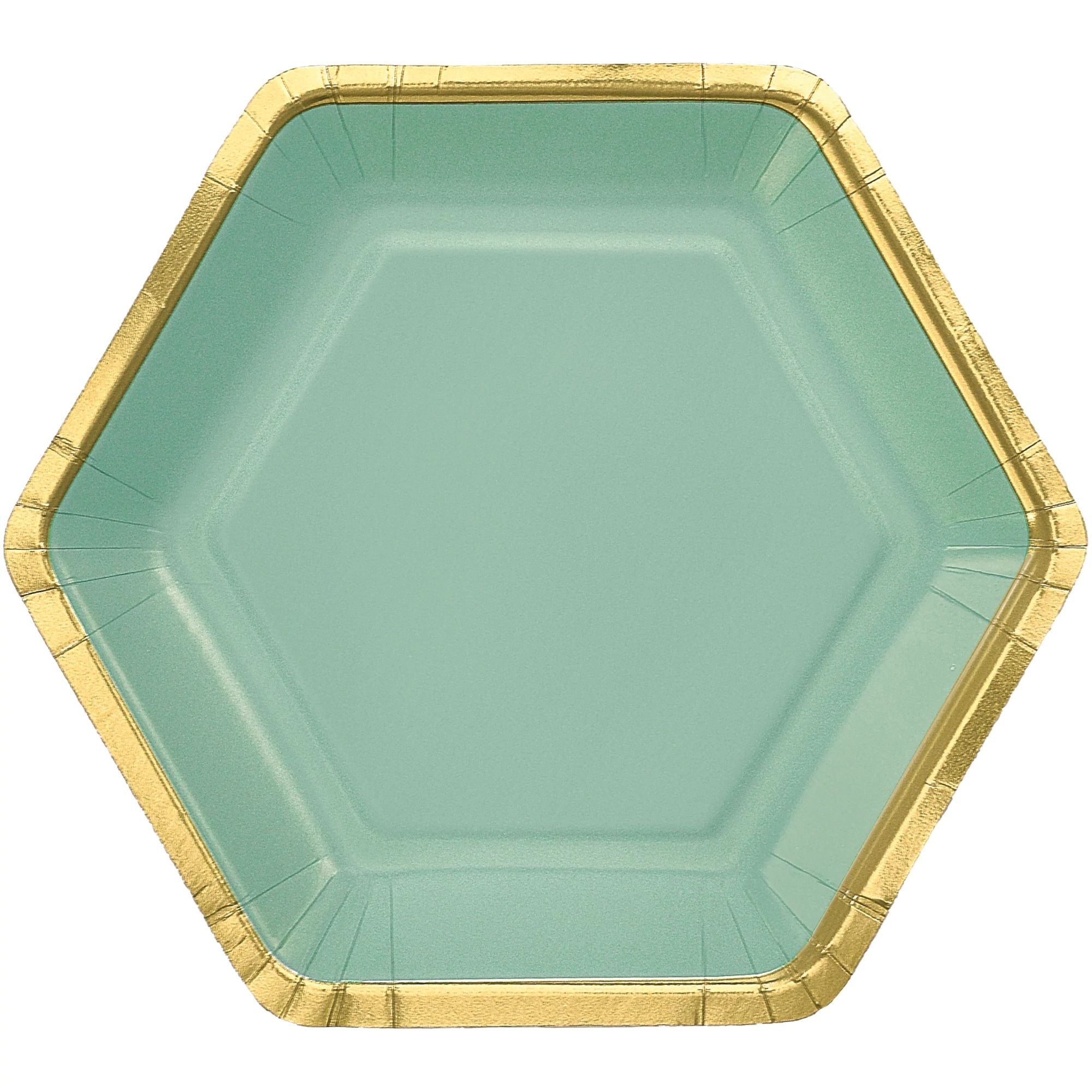 9" Hex Metallic Paper Plate - Willow