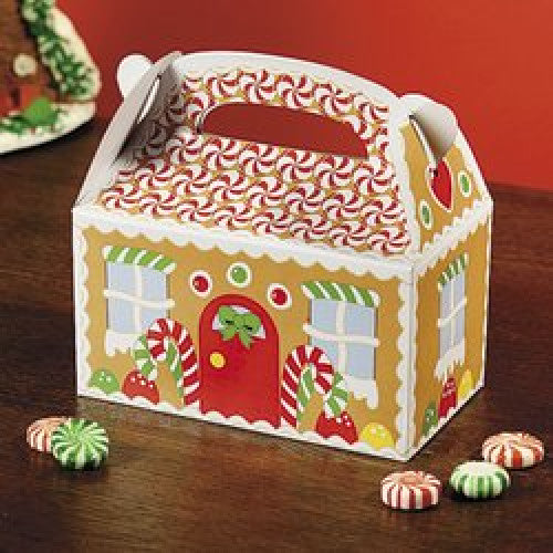 Gingerbread House Cardboard Christmas Treat Boxes - 12 Piece Pack