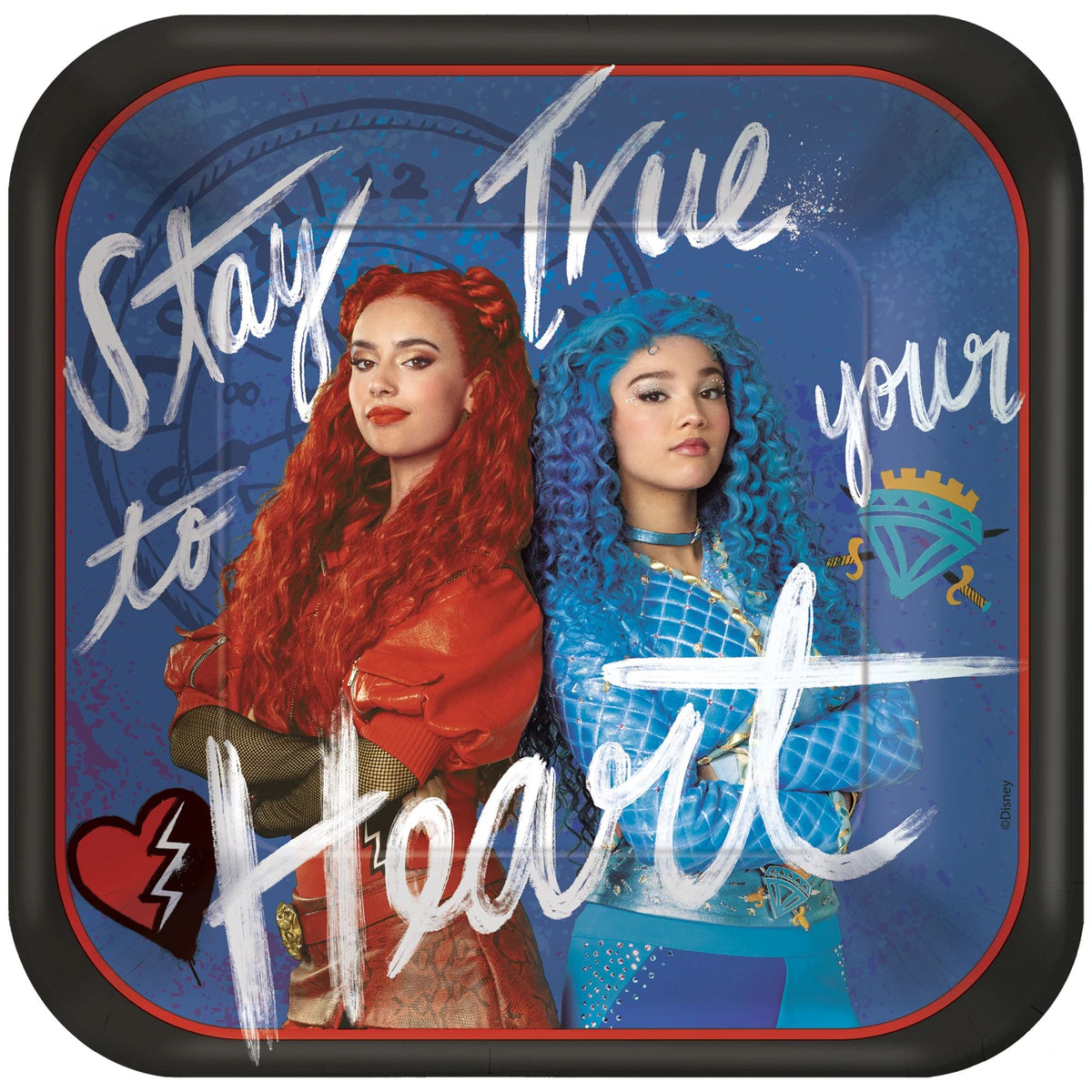 Disney Descendants 4 Square Plates, 9&quot; 