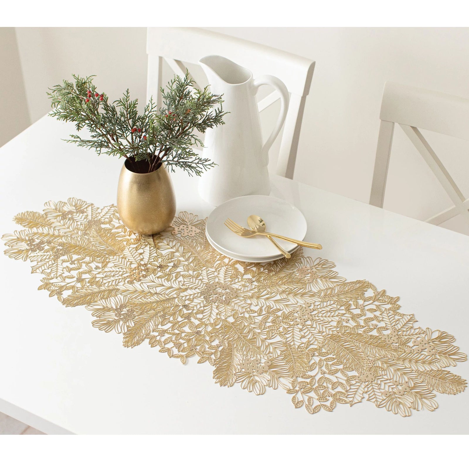 Traditional Christmas Vinyl Table Runner
