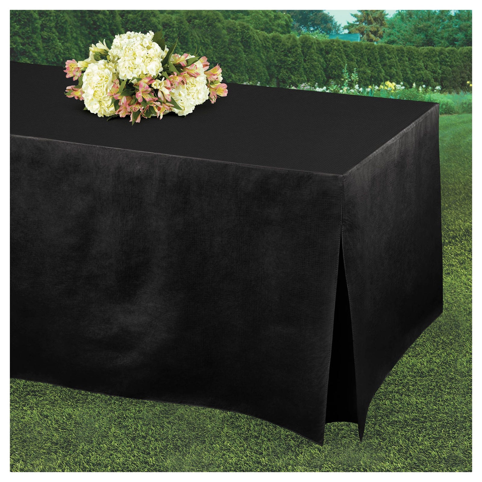 Tablefitters Flannel Backed Vinyl Table Cover - Jet Black