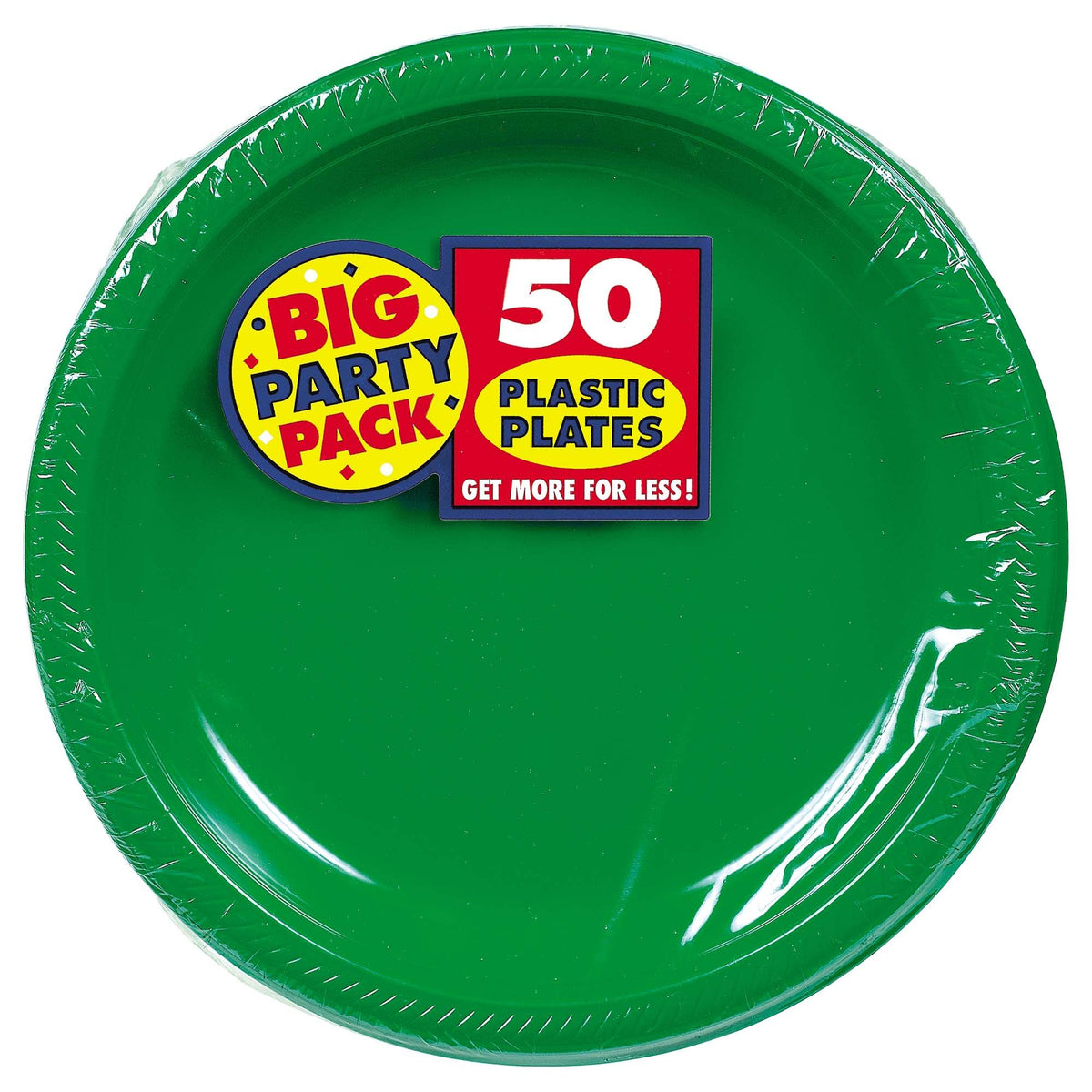 Big Party Pack Festive Green Plastic Dinner Plates 50ct