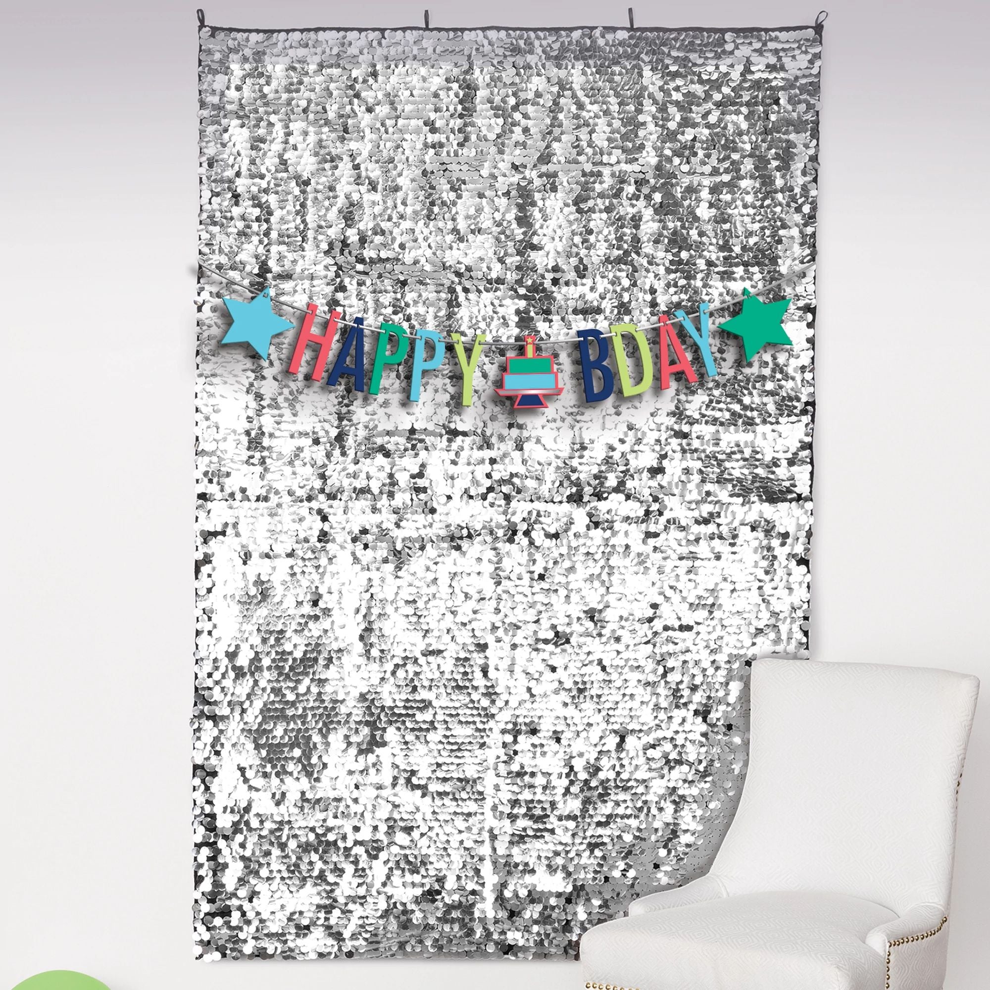 Modern Birthday Paillette Backdrop