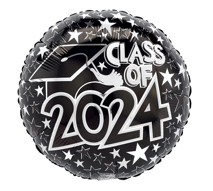 17" CLASS OF 2024 BLACK FOIL BALLOON