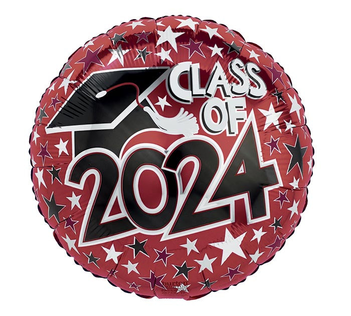 17&quot; CLASS OF 2024 BURGUNDY FOIL BALLOON