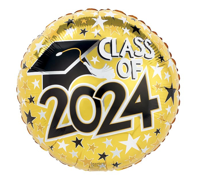 17" CLASS OF 2024 GOLD FOIL BALLOON