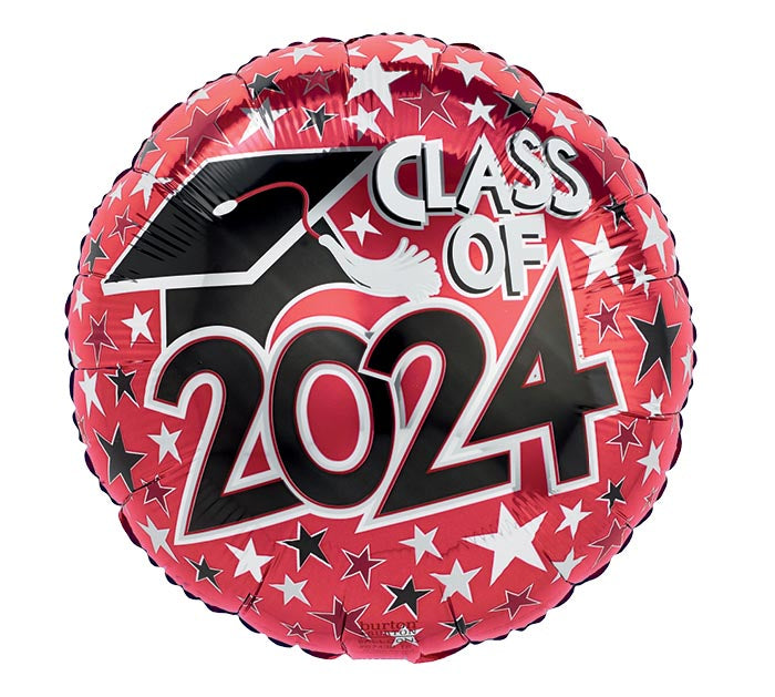 17&quot; CLASS OF 2024 RED FOIL BALLOON