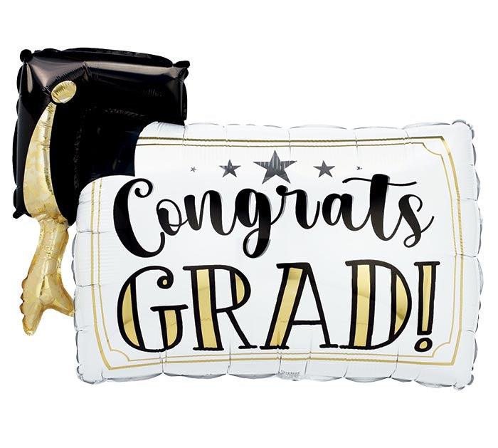 36" CONGRATS GRAD CAP DIPLOMA FOIL BALLOON