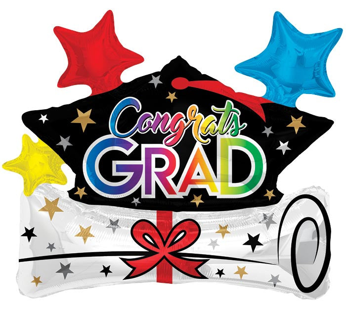 36" GRAD COLORFUL CONGRATS FOIL BALLOON