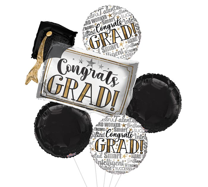 CONGRATS GRAD CAP FOIL BALLOON BOUQUET