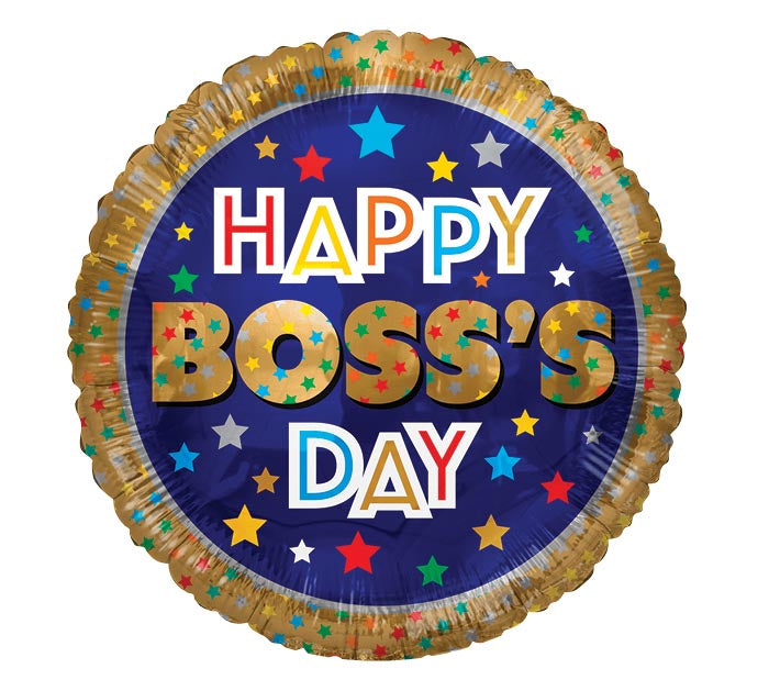 9&quot;INFLATED HAPPY BOSS&#39;S DAY GOLD BORDER