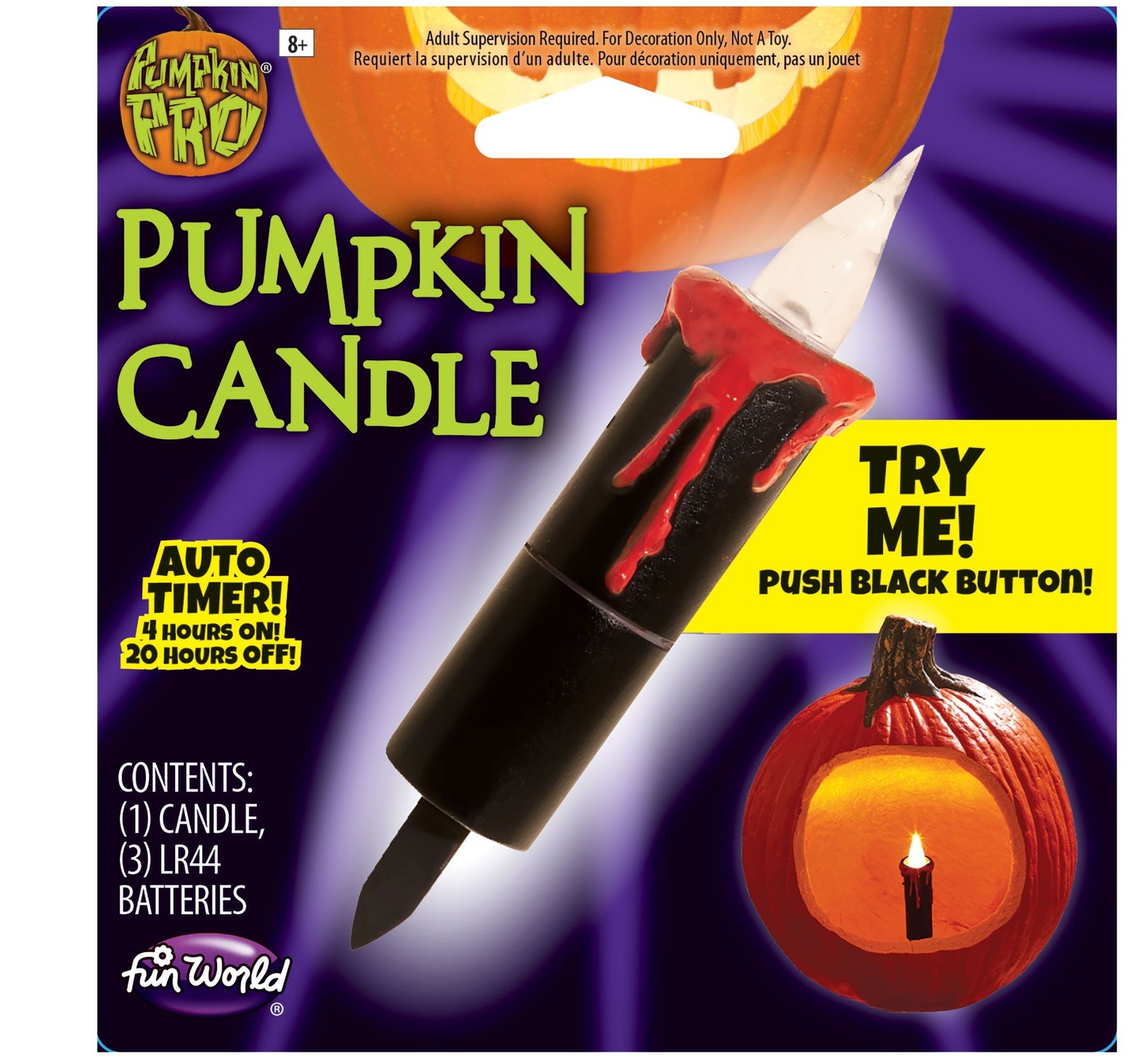 Pumpkin Pro Flickering Candle With Auto Timer