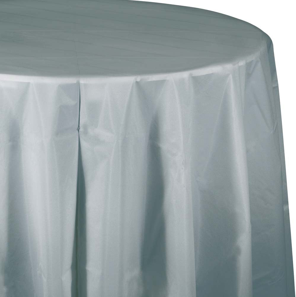 82&quot; Shimmering Silver Octy Round Table cover