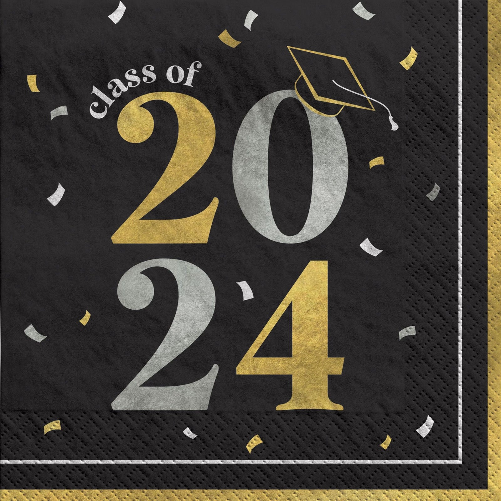 Metallic Class of 2024 Graduation Paper Lunch Napkins,